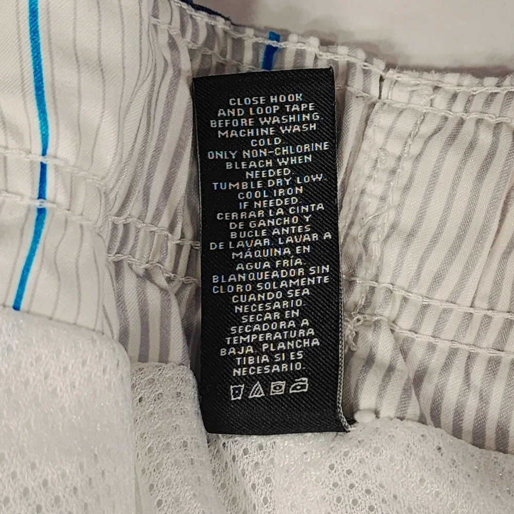OP Ocean Pacific Board Shorts 3XL 48-50 Men Plaid Swim Trunks White‎ Blue Mesh